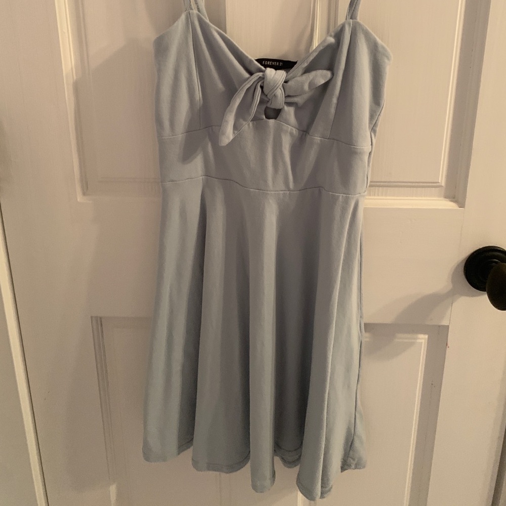 Light Blue Tie Front Mini Dress